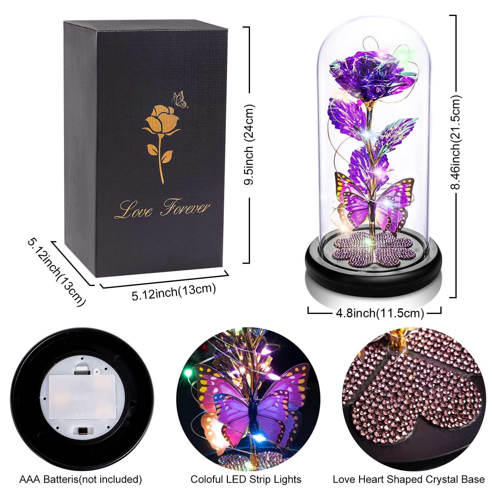 Mothers Day Mom Gifts for Mom Women Birthday Gift Galaxy Glass Rose in Glass …