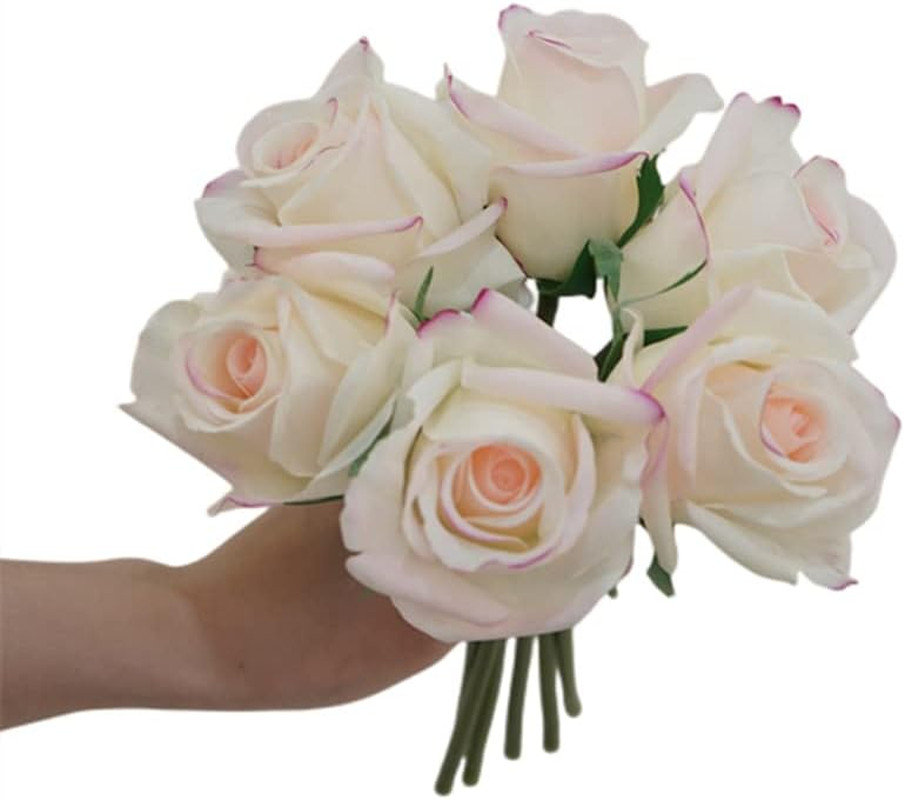 6 pcs Artificial Rose Flowers Real Touch Silk Rose 10.2 inch Single Stem Roses f