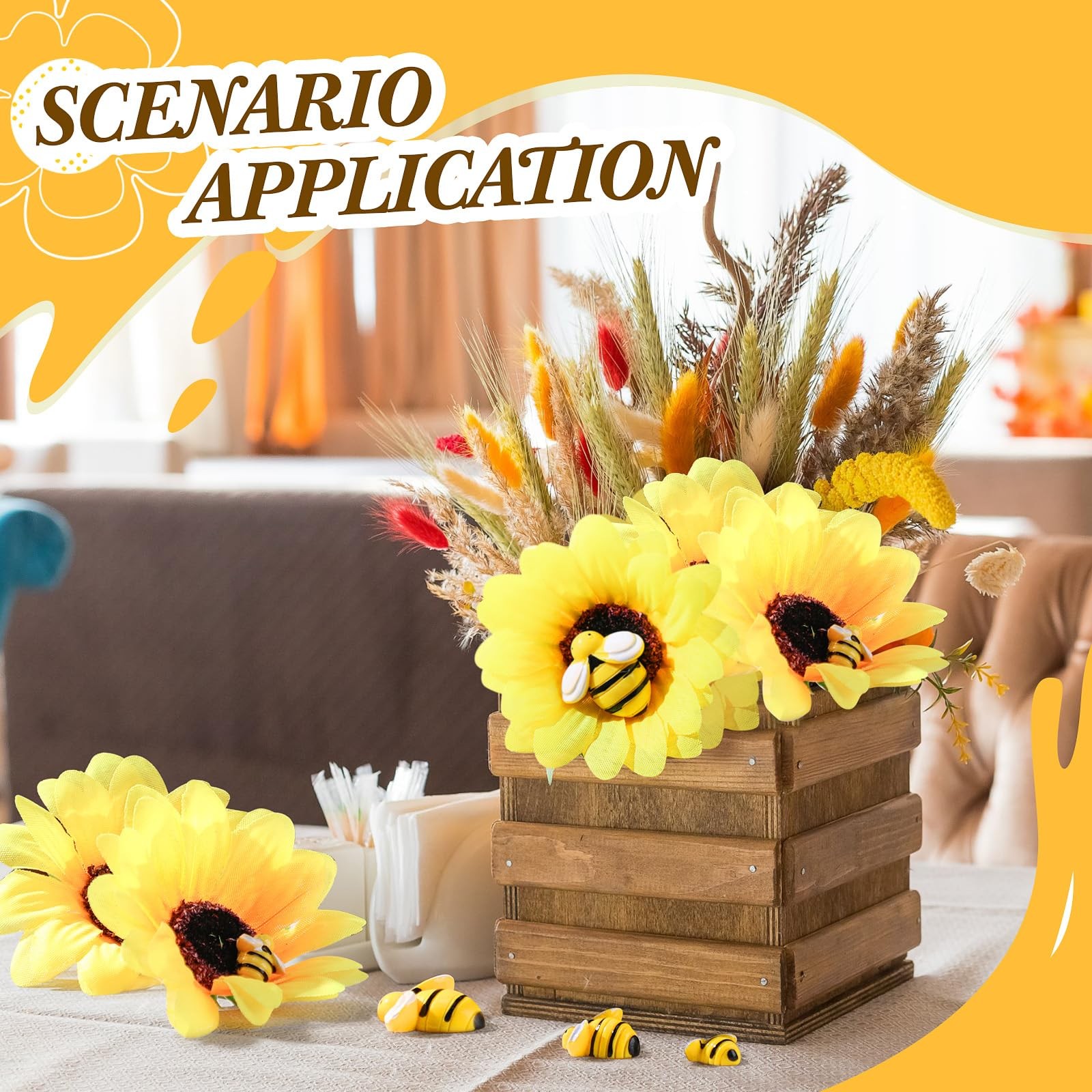 Juinte 110 Pcs 2.76 Inches Sunflowers Artificial Flower Heads, Tiny Craft Bee…