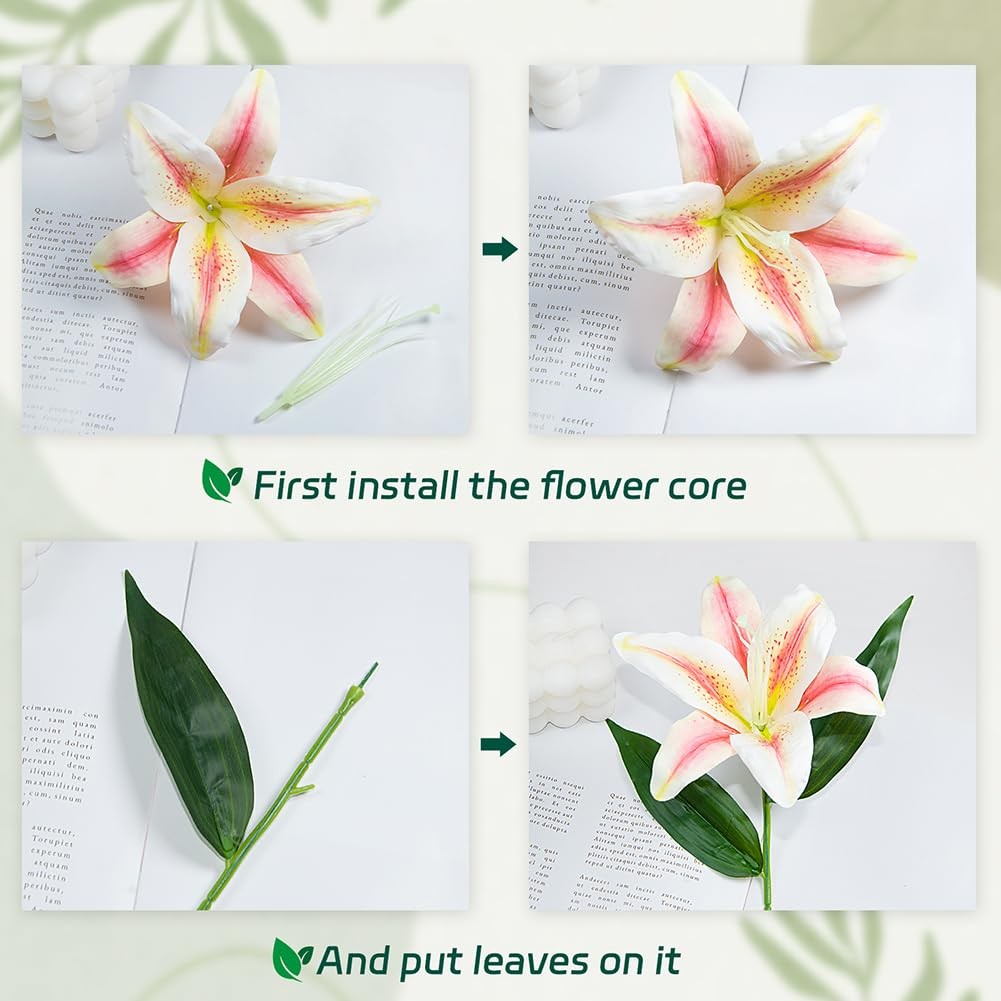 18 Pcs Faux Lily Heads 5.9 Inch Tiger Lily Artificial Flower Fake Lilies Flow…