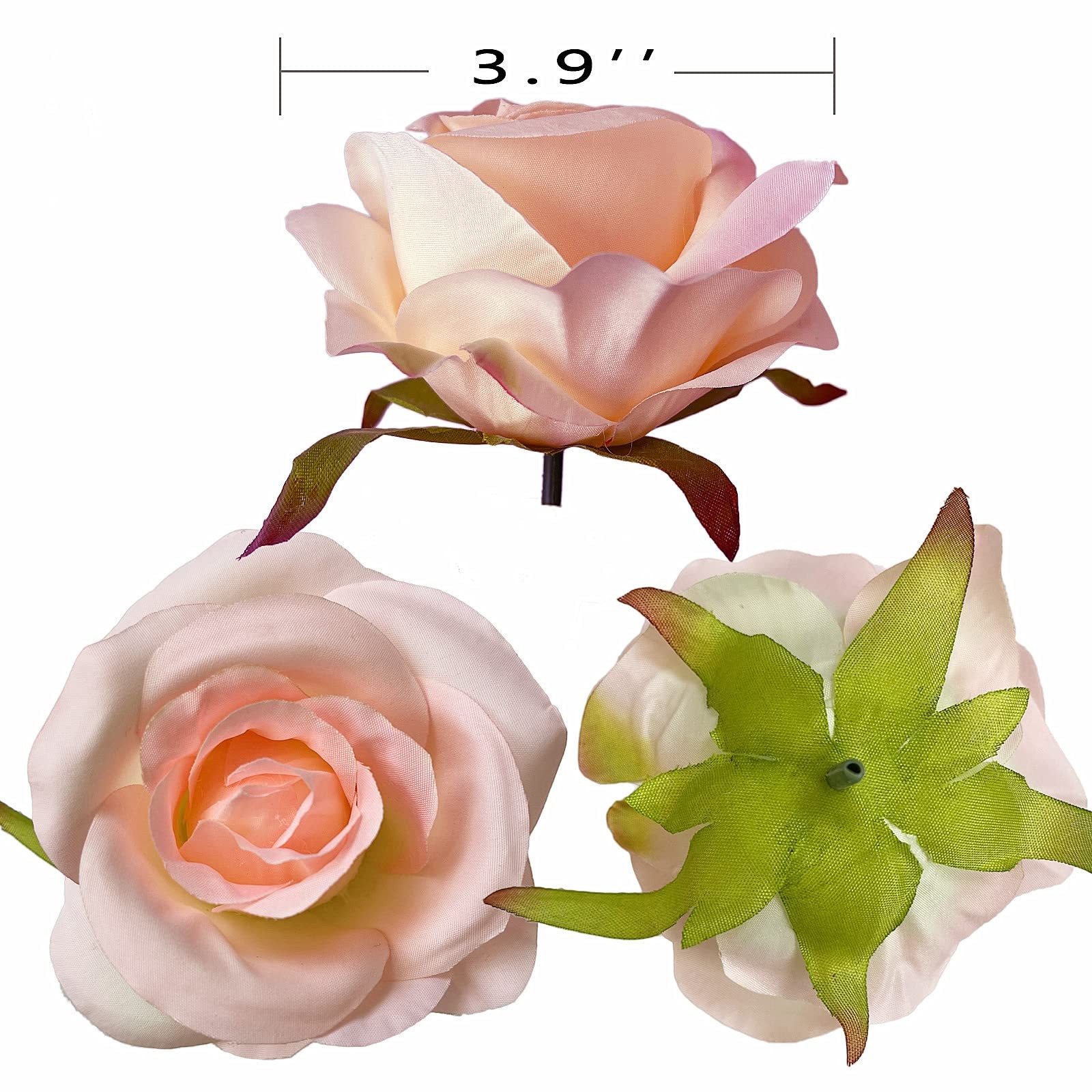 3.5 Inch Artificial Rose Flower Heads 20 Pcs Real Looking Light Pink Roses He…