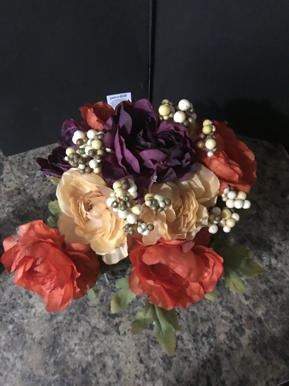 Faux Floral Arrangement In Ceramic Pot Home Decor