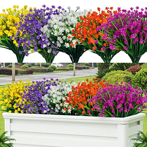 20pcs Artificial Fake Flowers,Plastic Flowers for Outdoor 20 PCS Mix Color