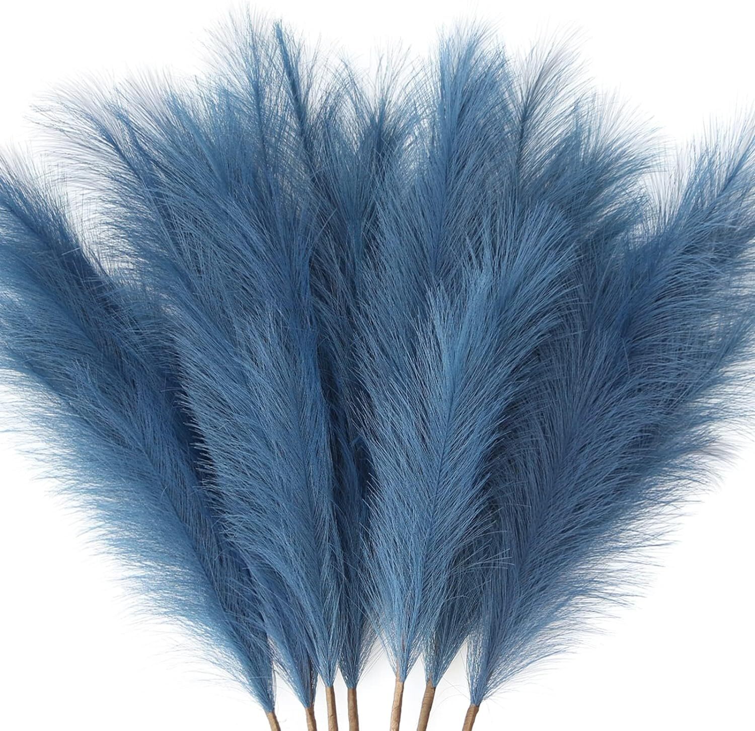 7-Pcs 38″/3.1FT Blue Pampas Grass Large Tall Fluffy Artificial Fake Flower Bo…