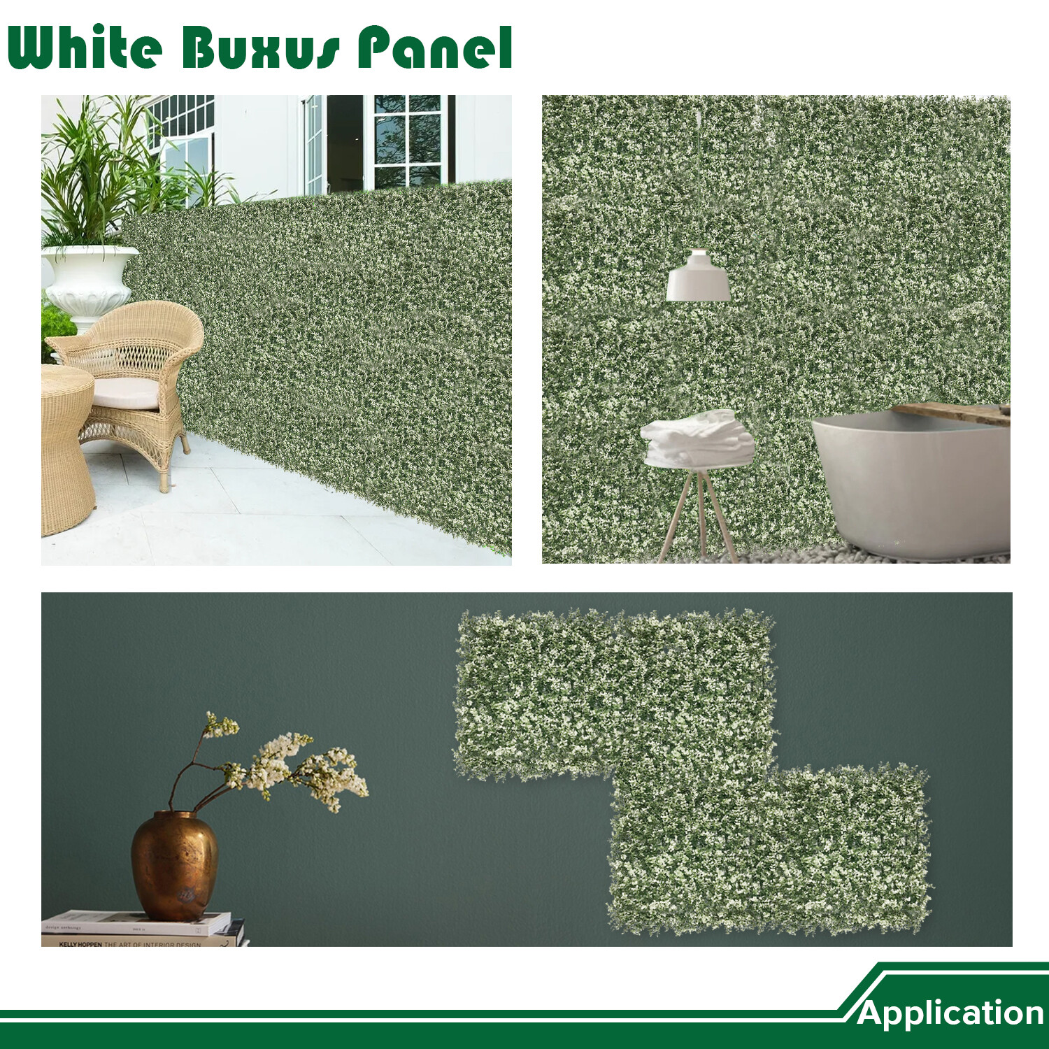20″ Artificial Plant Faux White Buxus Privacy Fence Garden Plant Decor Festival