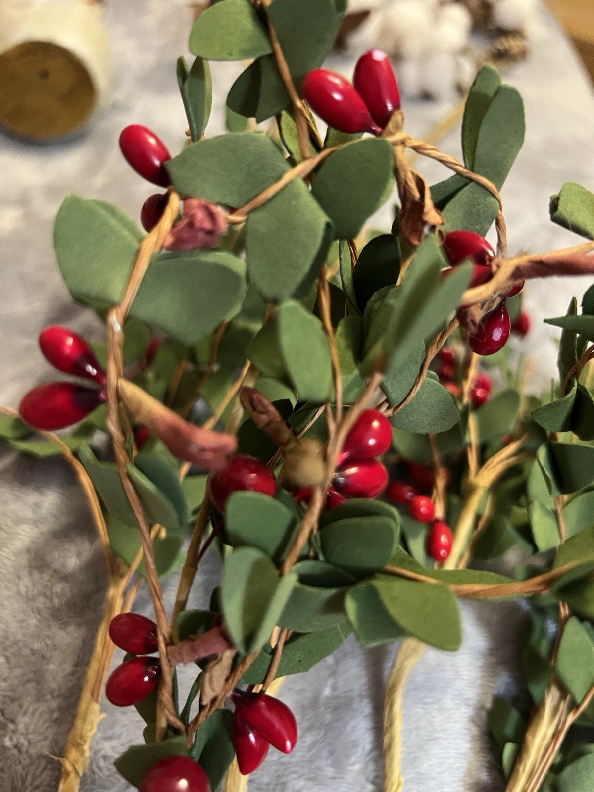 Christmas Floral Pick & Candle Ring Lot Rustic Berry Pinecone Greenery DIY