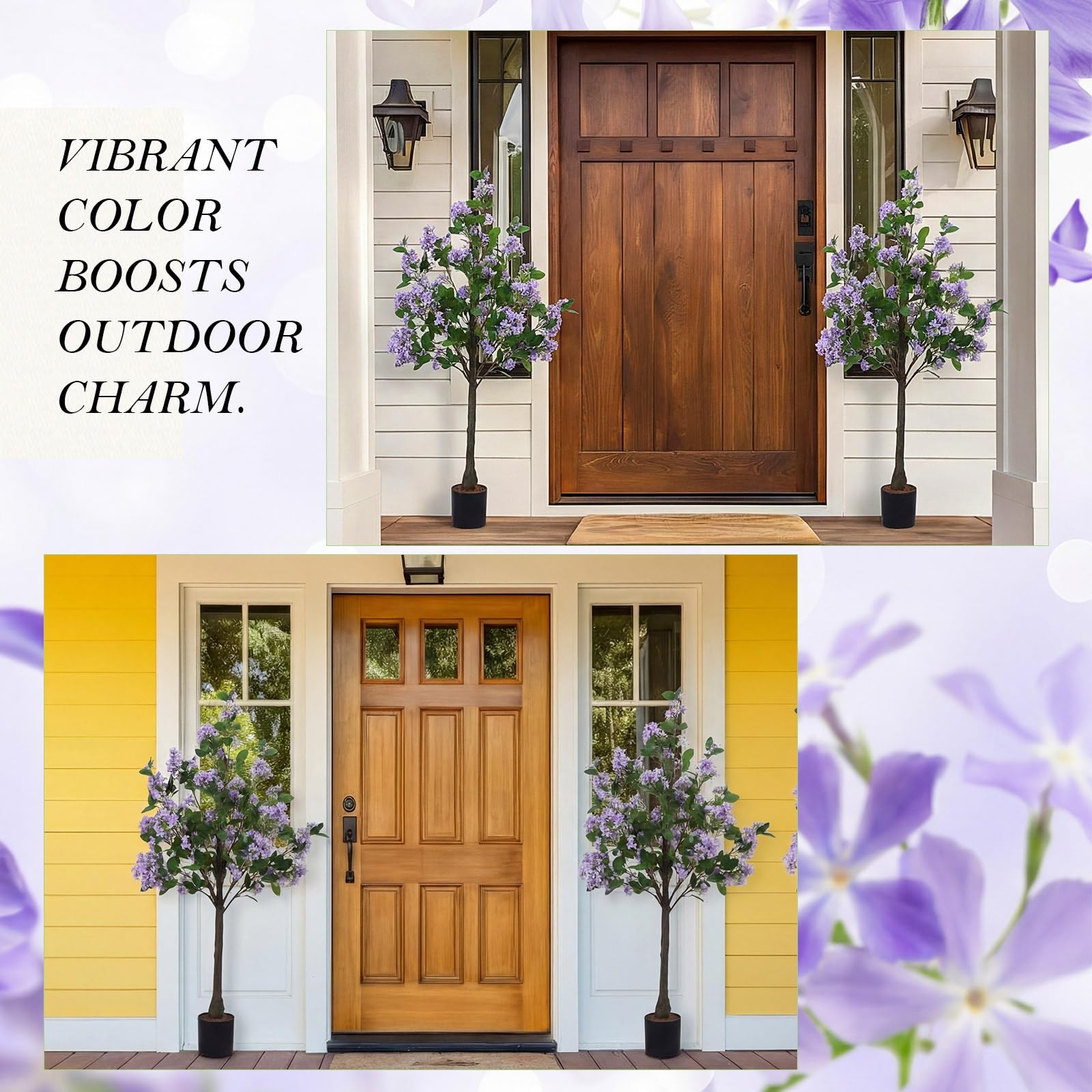 2 Pack 4ft Artificial Purple Lilac Flower Tree Realistic Blooming Flower Plan…
