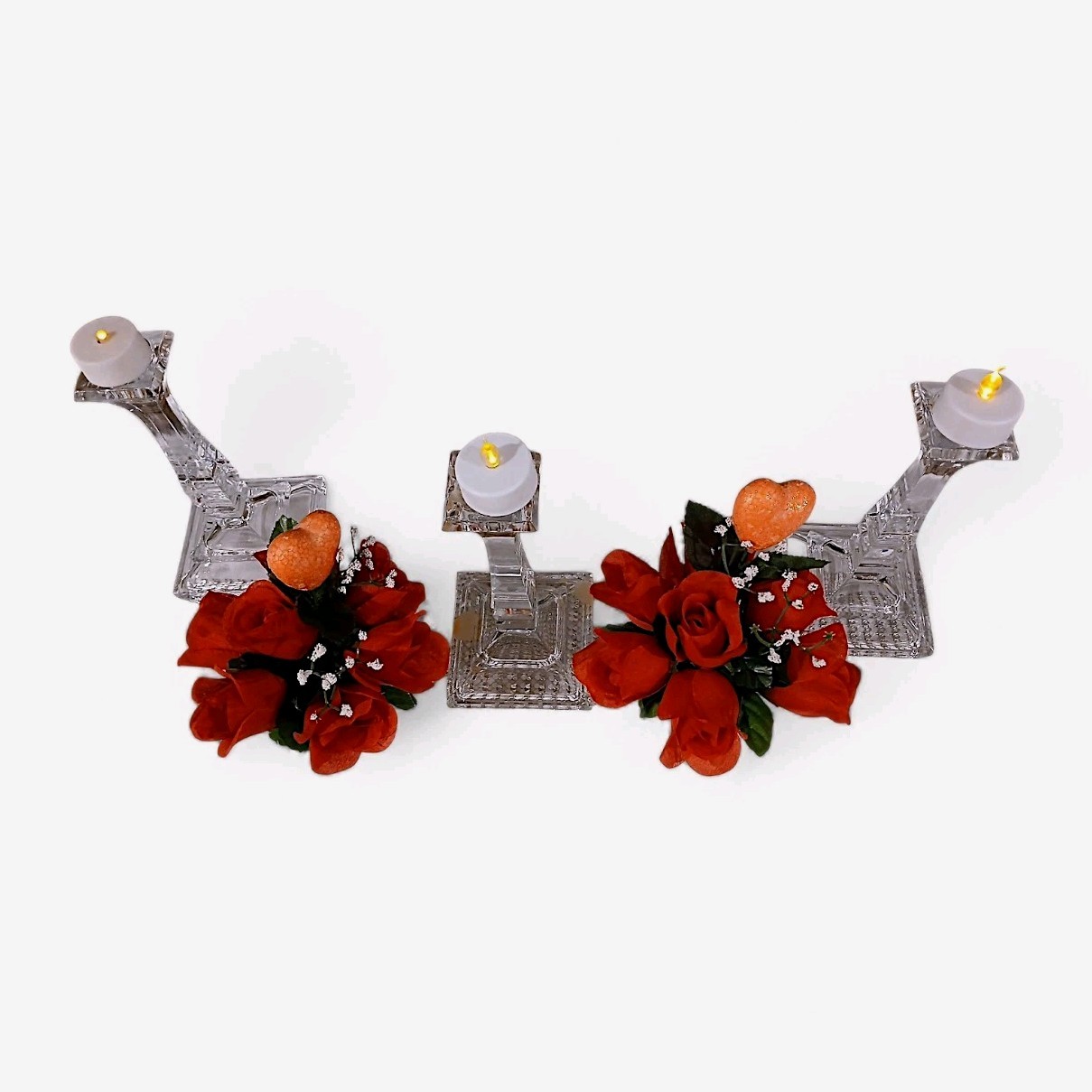 Red Rose Floral Arrangement Tea Cup POP-IN Sparkle Heart Bridal Valentine Love