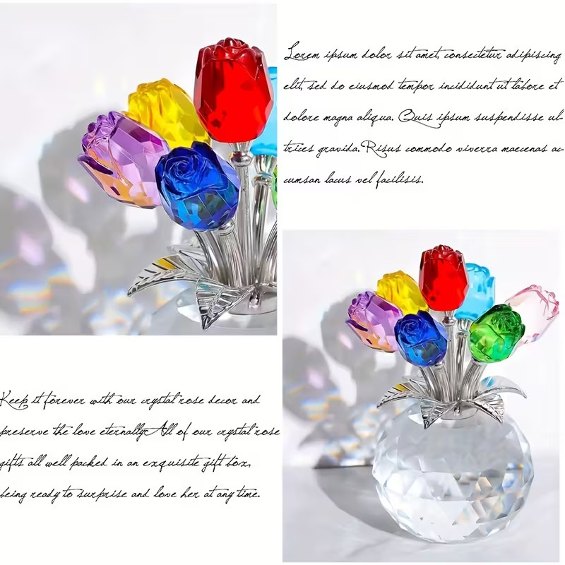 Eternal Crystal Rose Gift Artificial Glass Rose Bouquet Valentine Anniversary