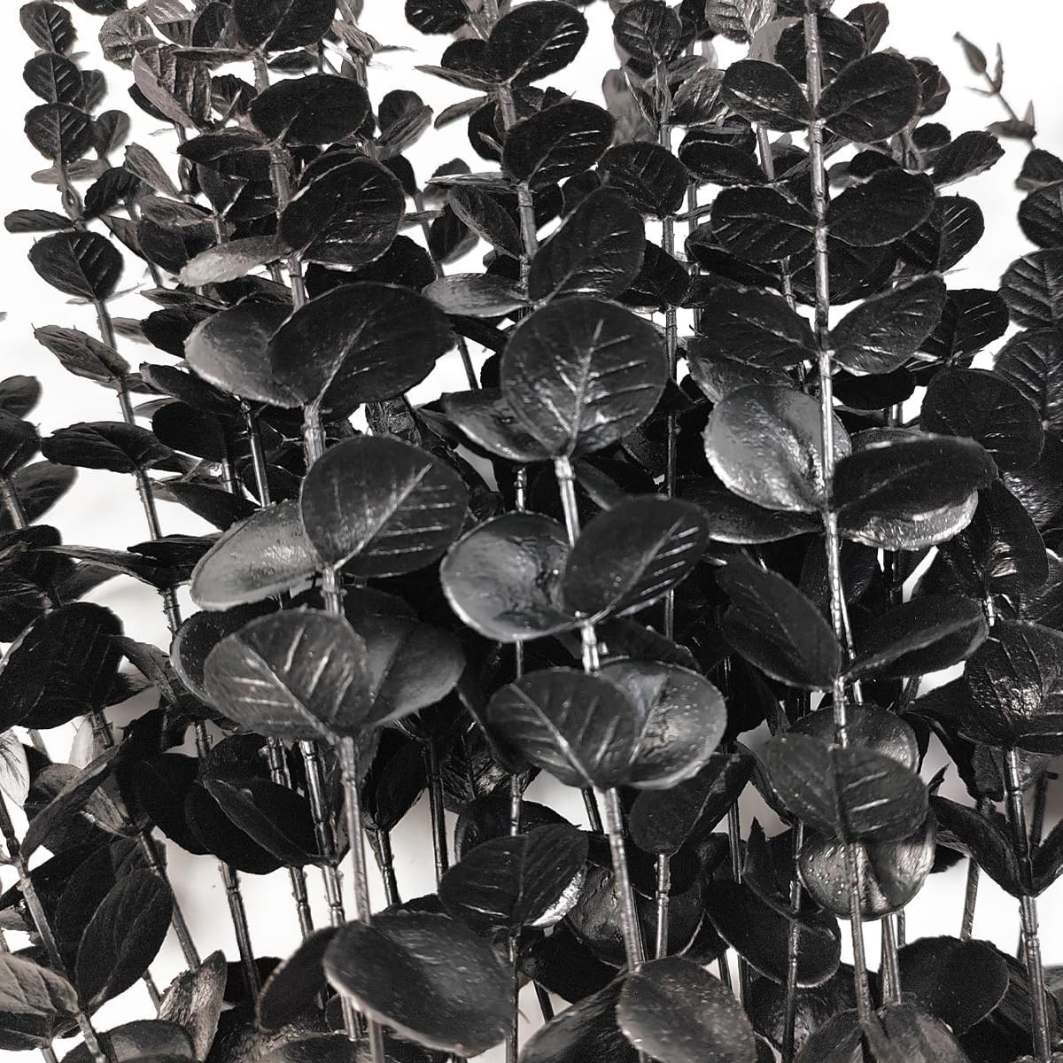 14 piezas de tallos de eucalipto negro de 38 cm (15 pulgadas), hojas artificiale