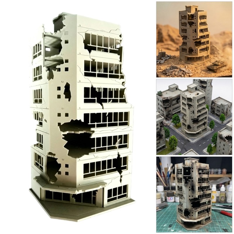 Authentic War Torn Building Miniature Plastic Texture for Historical Dioramas