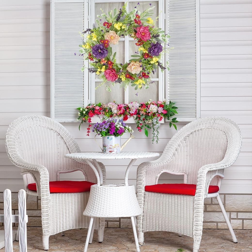 Romantic Artificial Peony & Lavender Wreath for Spring Festivals & Homes
