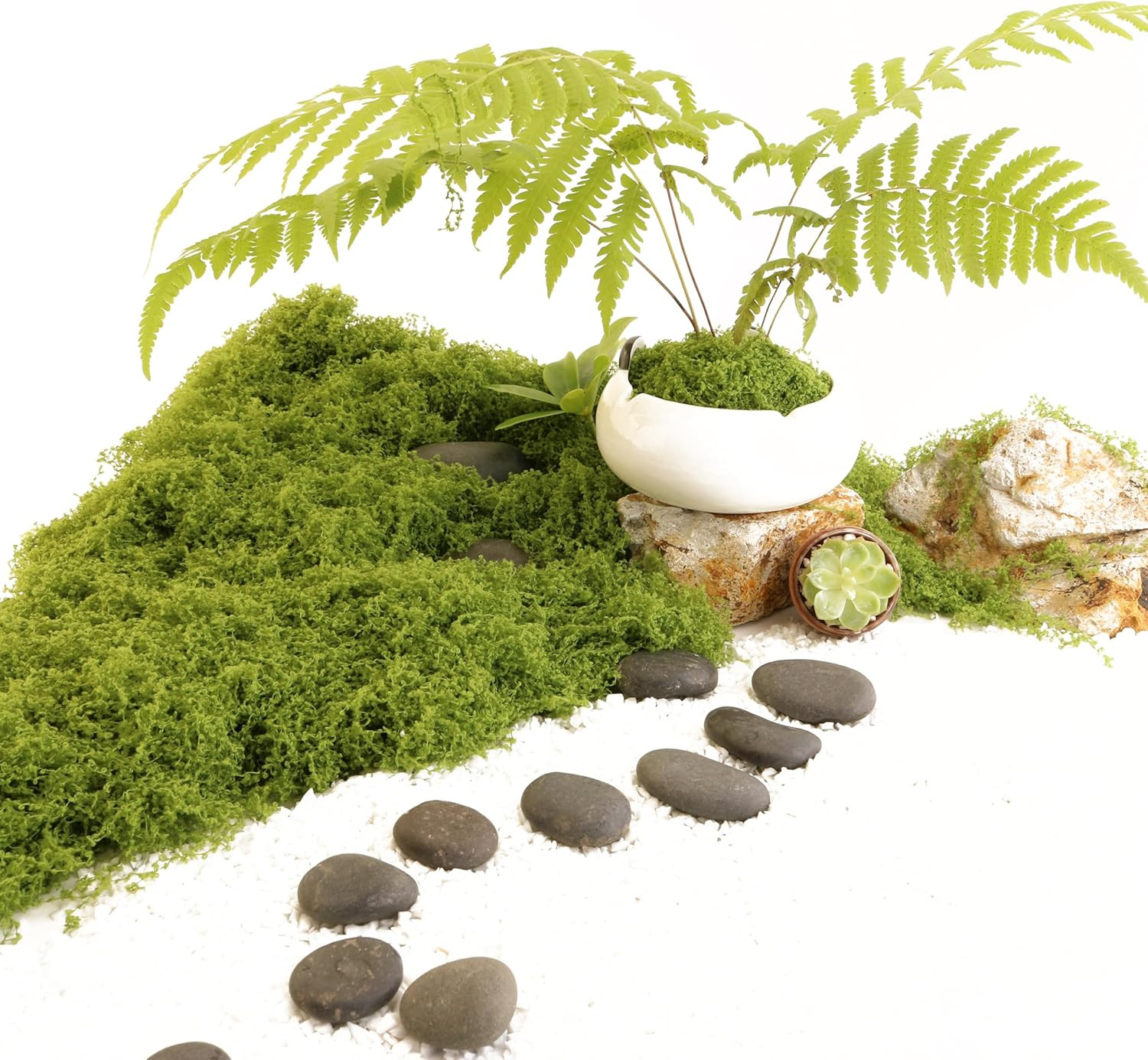 Light Green Moss for Crafts、 Artificial Moss Decorative for Glass Vase Filler We