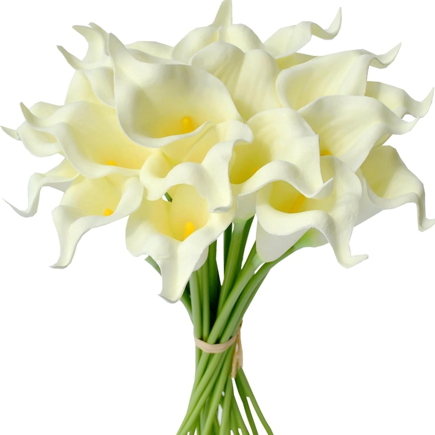 Realistic 20 Cream Calla Lilies – 13.5″ Elegant Floral Bouquet for Home & Events