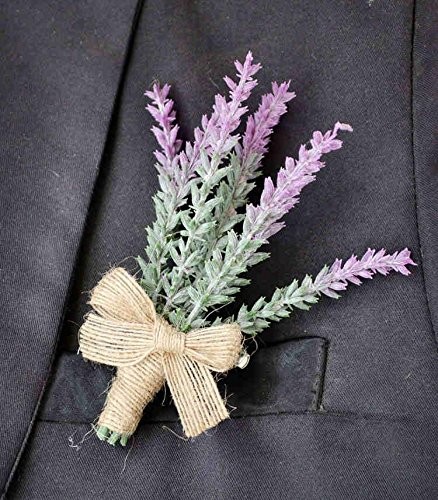 Lavender Boutonniere for Men Wedding, 4 Pcs Purple Boutonniere for Men Prom A…