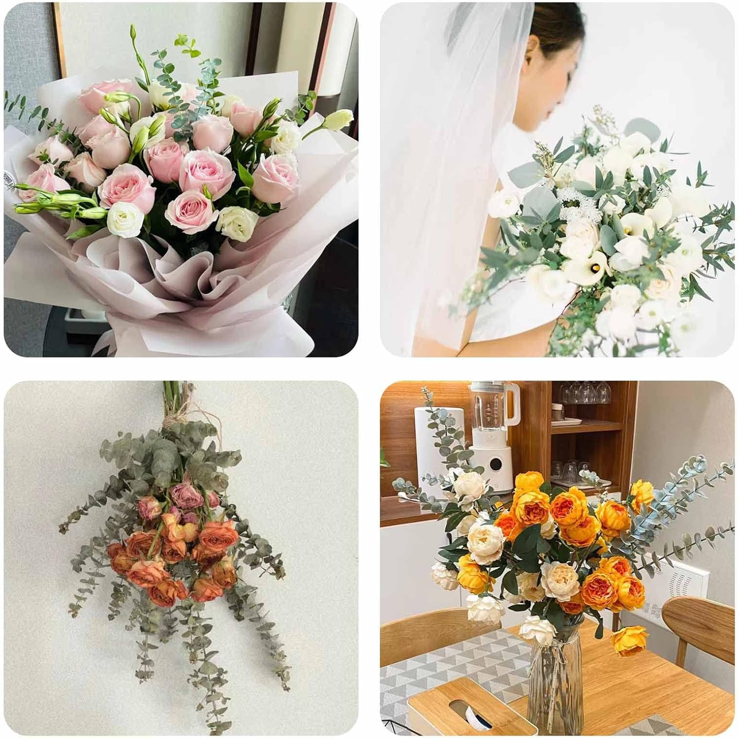 65 PCS Dried Eucalyptus Stems & Lavender Flowers Bundle for Shower, 17” Natural