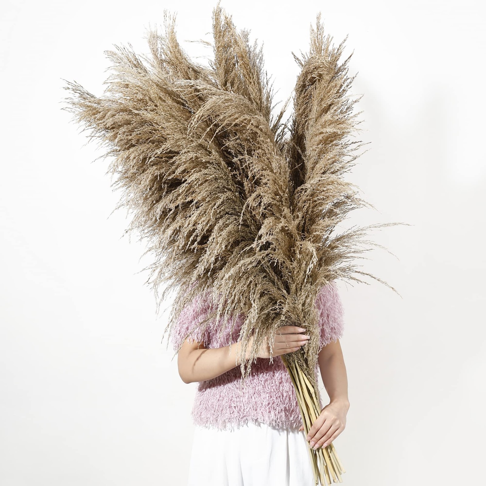 9 Stem Tall Dried Pampas Grass Boho Home Vase Decor