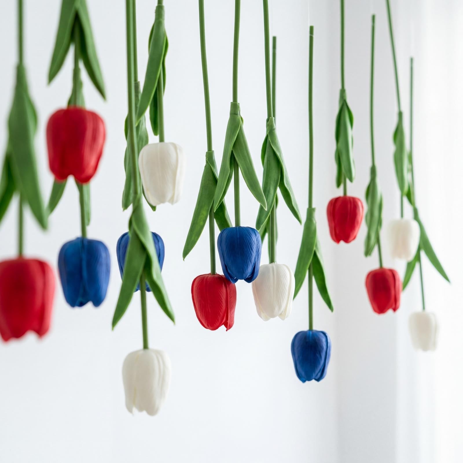 12 Pack Red White Blue 5 ft Artificial Hanging Tulips Garland, 4th of July Da…