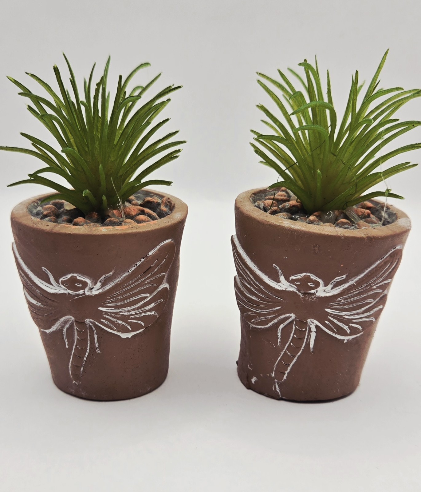 3 Inch 2 Pack Decorative Artificial Succulent – Dragonfly Pattern Terracotta