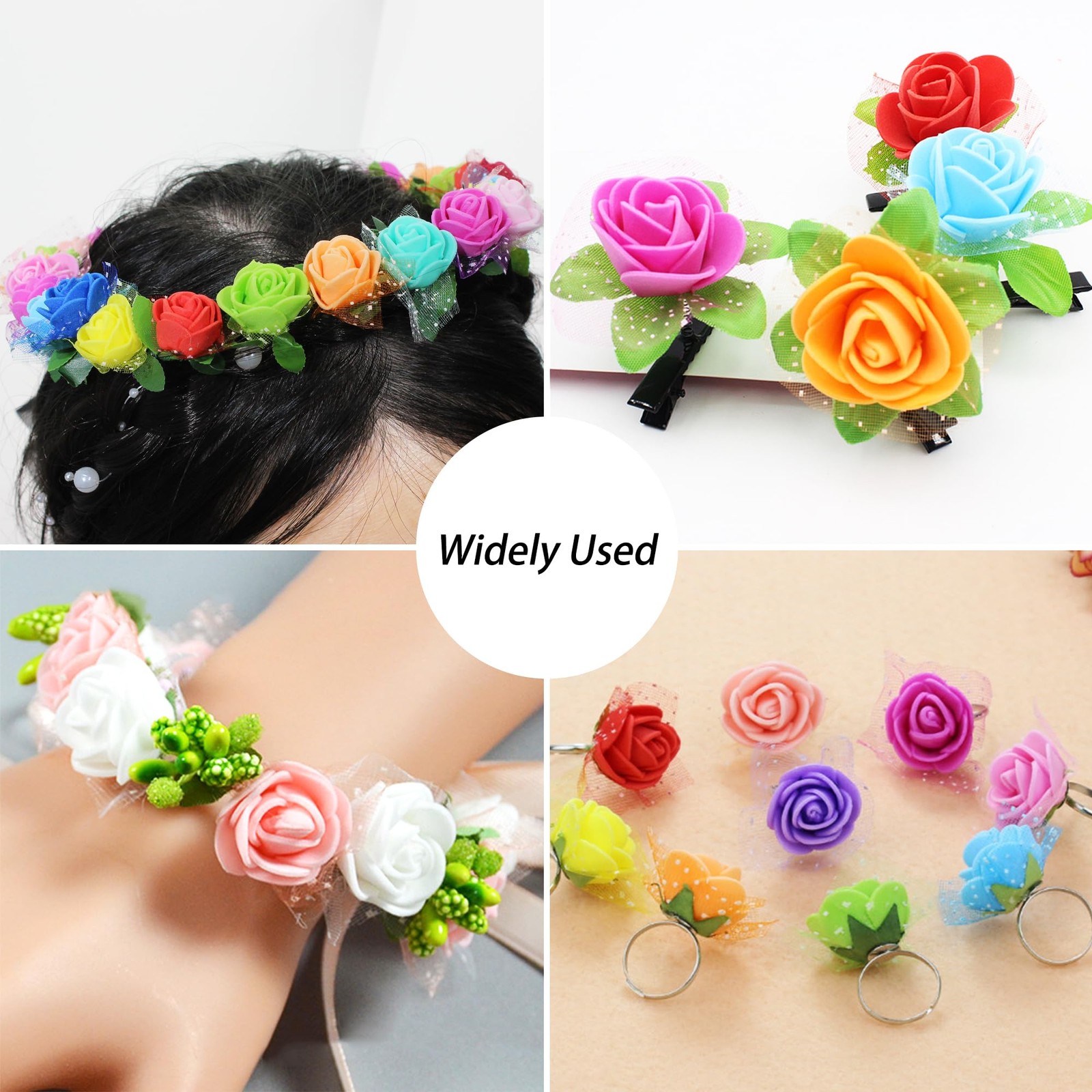 500 PCS 0.6 Inch Mini Artificial Orange Rose Flower Heads Foam DIY Craft Decor