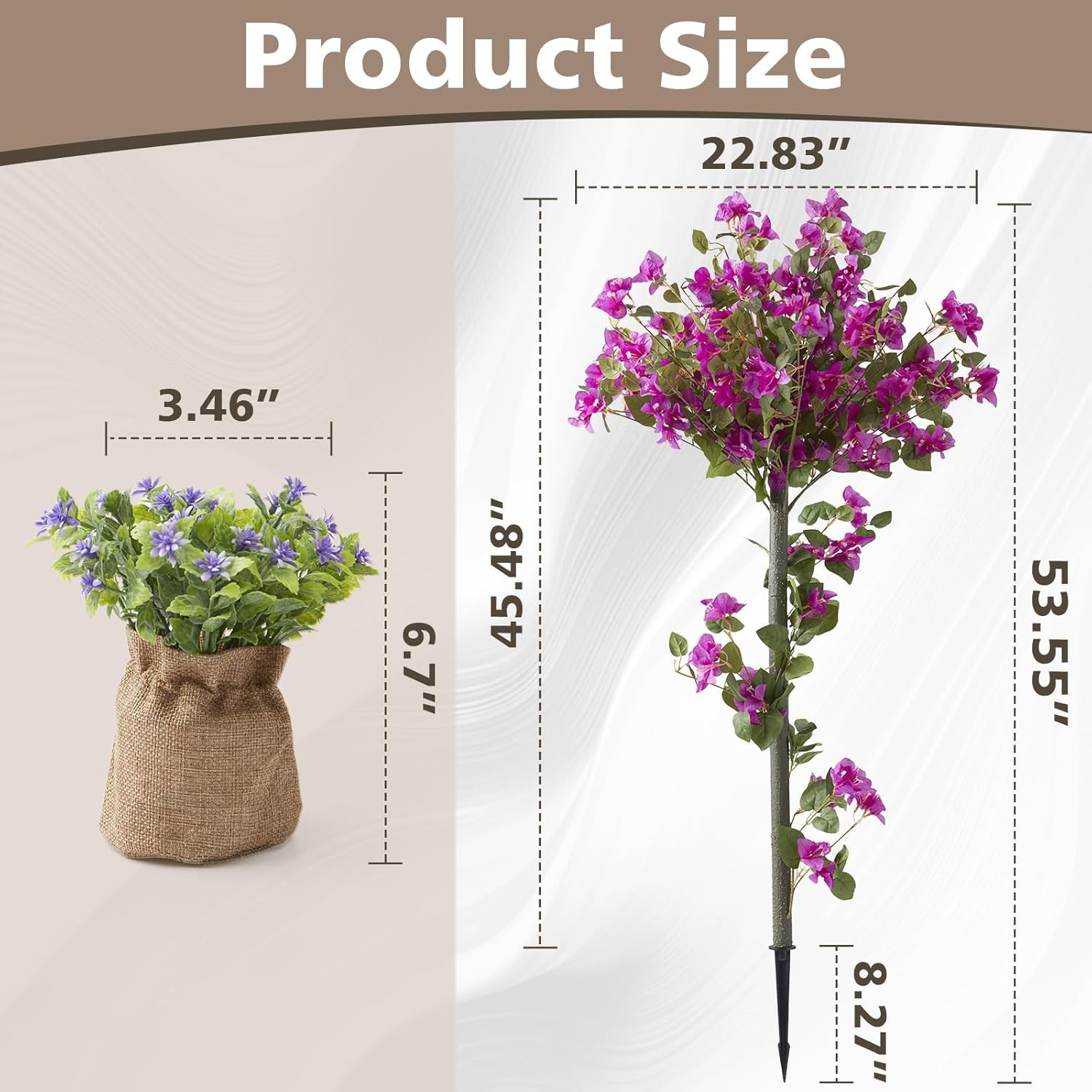 4FT Artificial Bougainvillea Trees – 2 Pack Faux Silk Flowers for Indoor/Outdoor