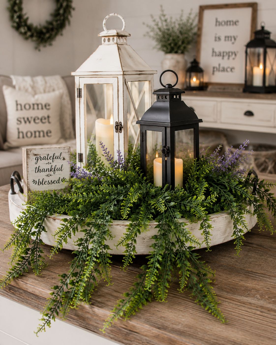 Artificial Hanging Fern Greenery Set of 2 Faux Trailing Fern Bushes Hanging Gree