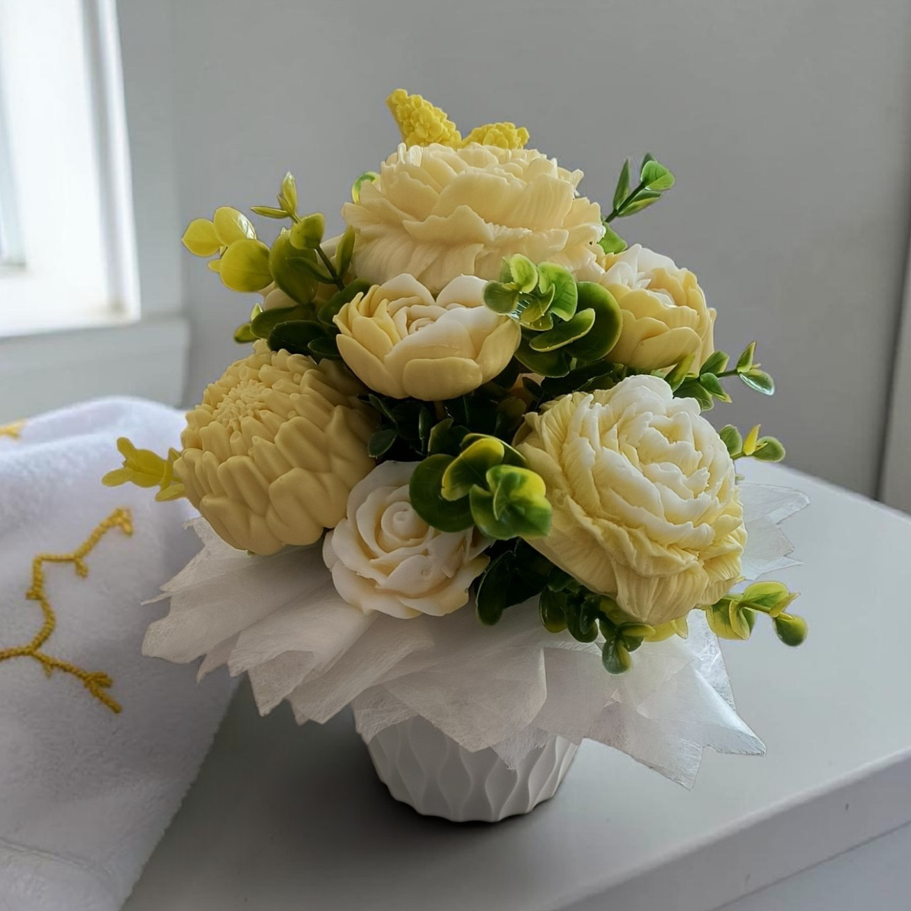 Yellow Soap Arrangement For Bathroom Decor With Fragrance/Great Gift