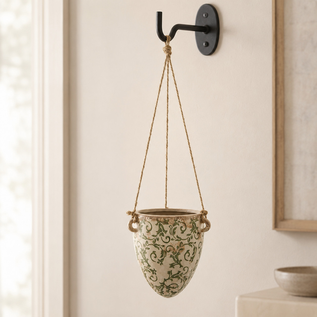 2′ Tuscan Hanging Ceramic Scroll Planter