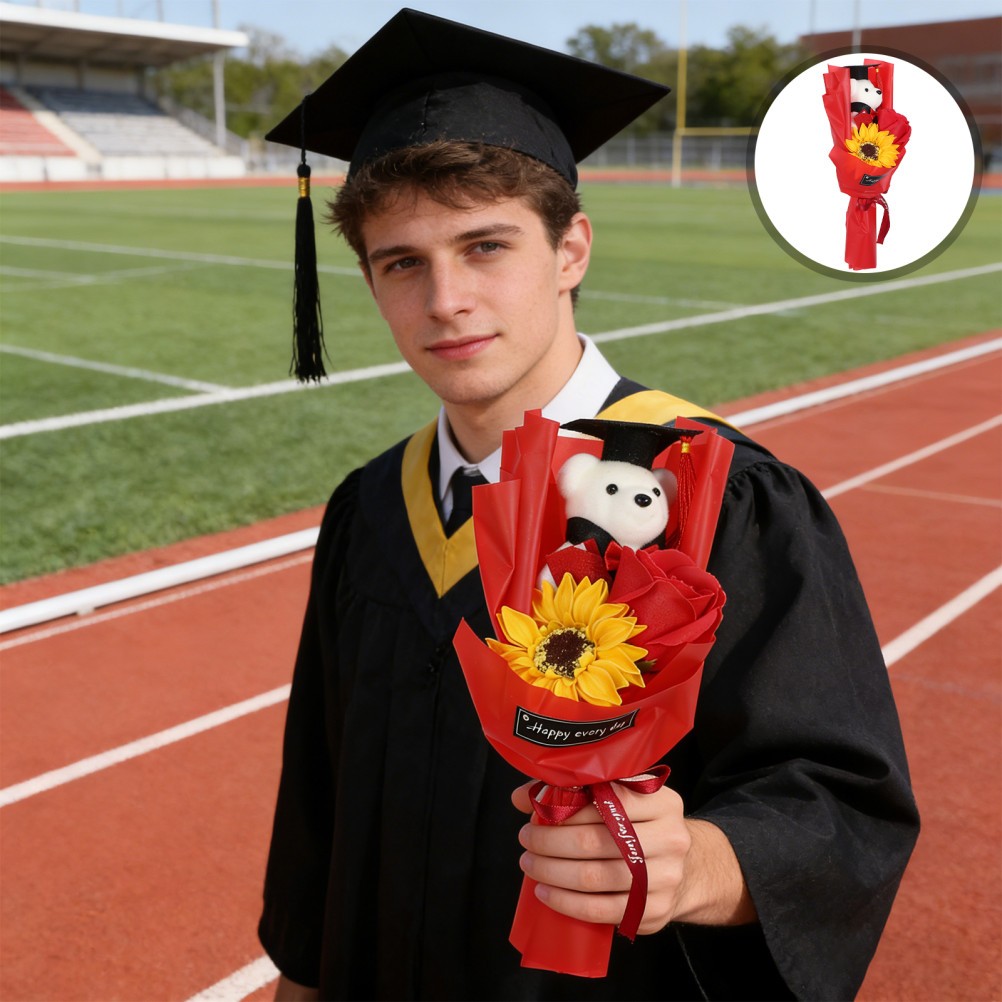 Graduation Stuffed Toys 2026 Decor Bear Flower Bouquet Artificial Animals