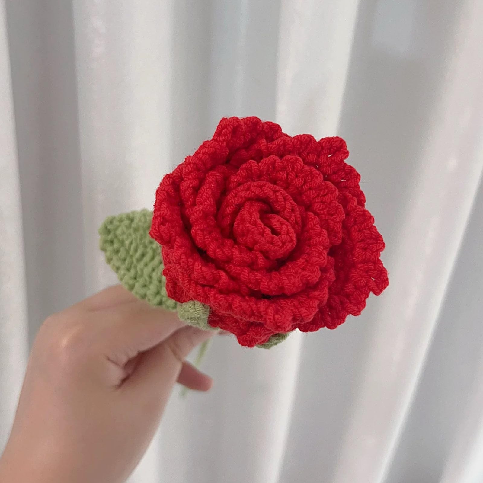 Crochet Rose Flower , 1 PC Handmade Red Rose Flower Bouquet, Gift for Wife Gi…
