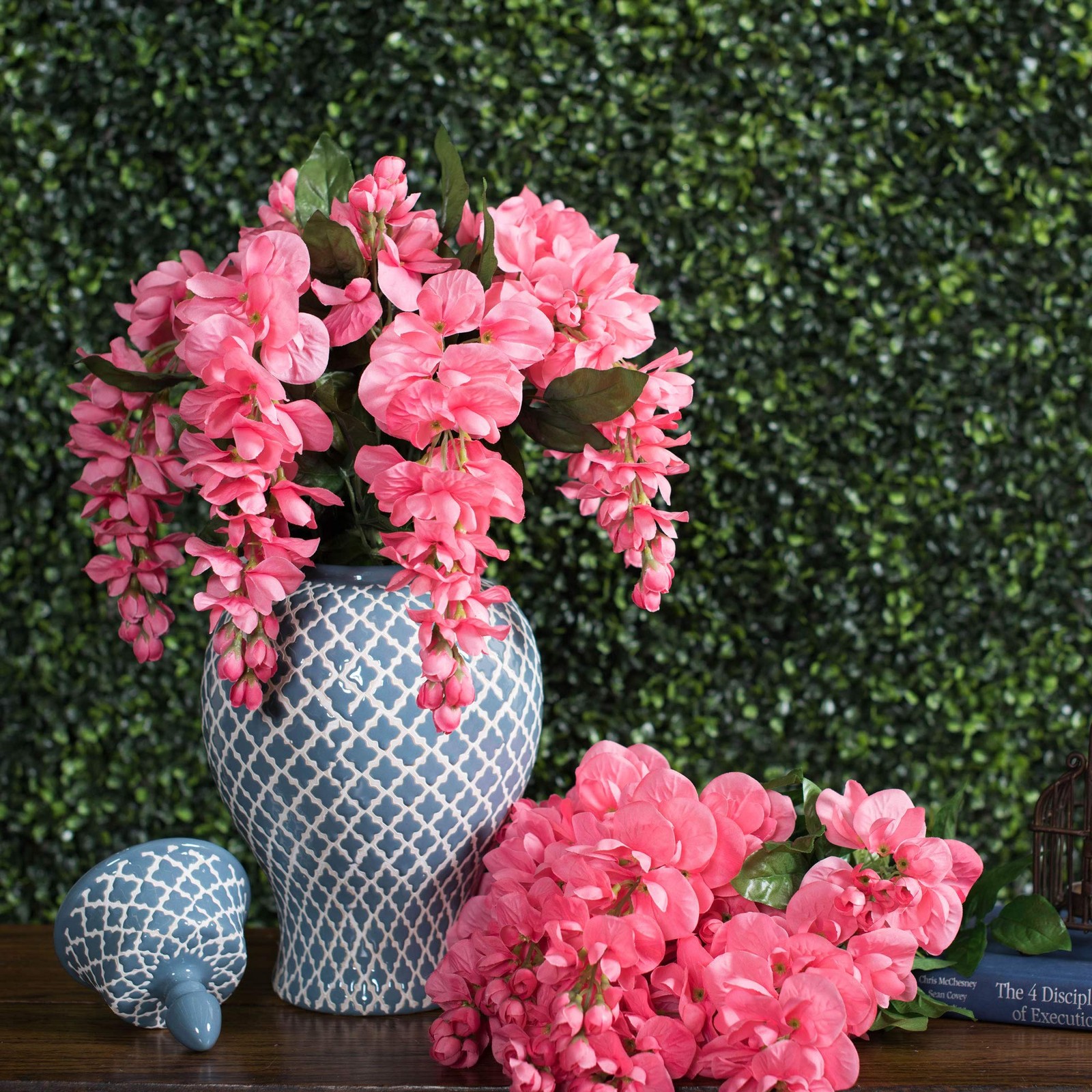 Vickerman 19″ Contemporary Fabric Artificial Wistera Bush in Pink