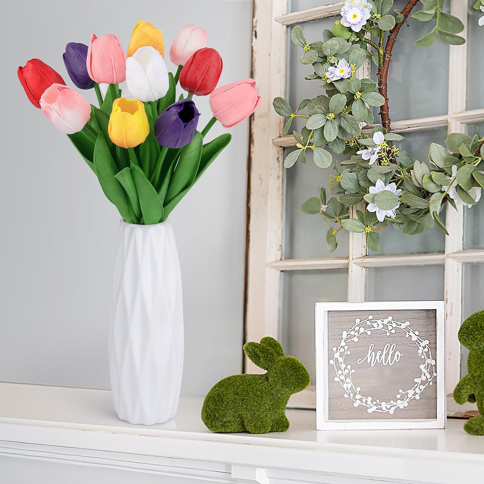 30 Pcs Multicolor Artificial Tulips Flowers for Decoration Real Touch PU Faux