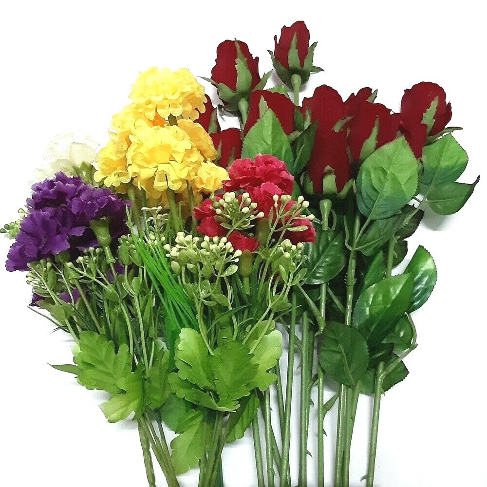 Artificial Red Roses& White Purple Yellow Red Flowers Nice Thai Floral Décor