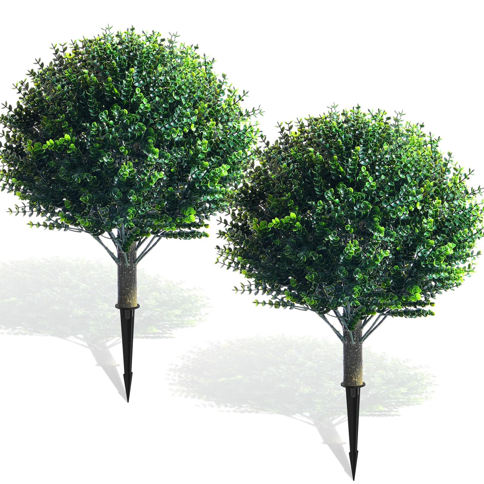 2 Pcs 18 Inch Artificial Boxwood Ball Topiary Tree Fake Outdoor Plants Bush, …