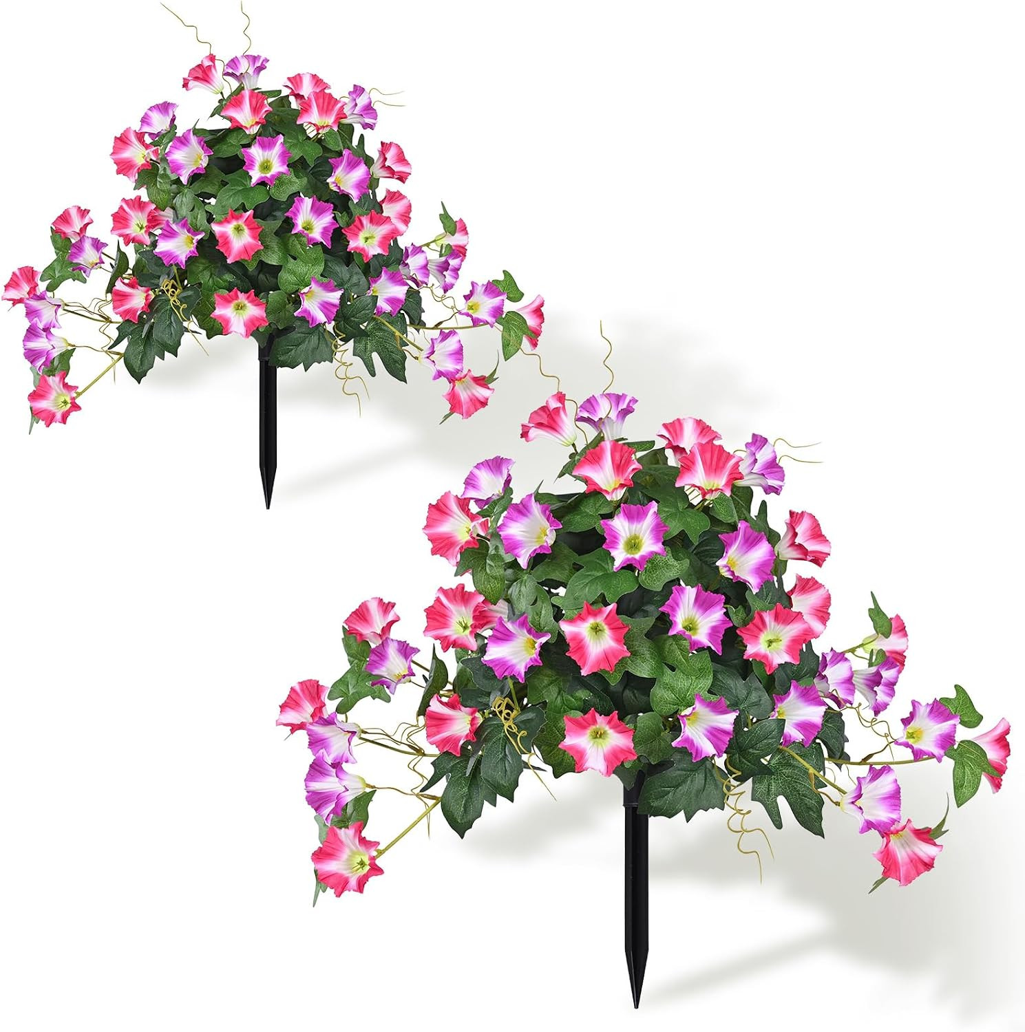 2 Pack 19.7″ UV Resistant Artificial Morning Glory Topiary Ball Trees