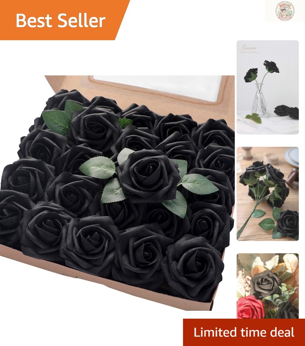 25pcs Black Foam Roses – Versatile DIY Flowers for Special Occasions