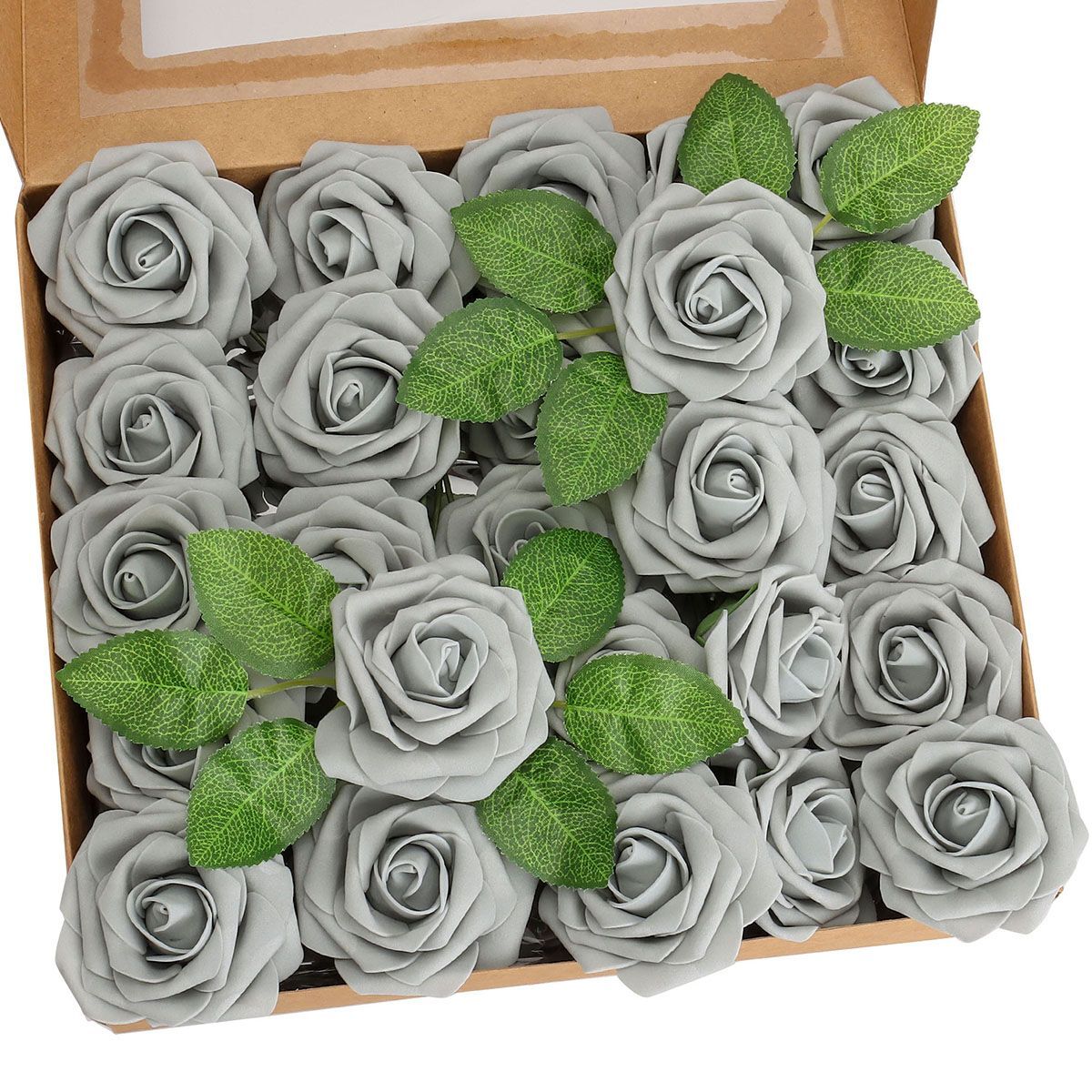 25/50pcs Flowers Artificial Real Looking Foam Rose Decoration DIY for Wedding US