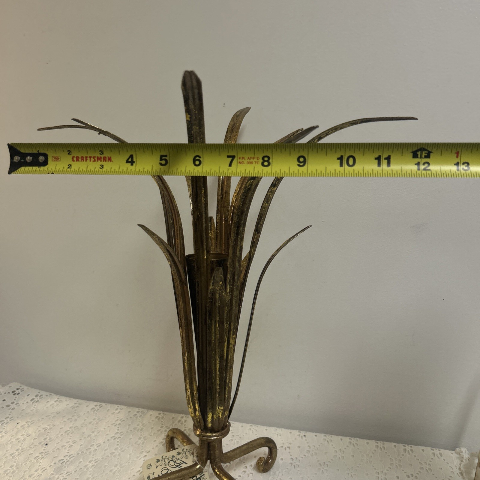 New French Bouquet Holder Home Accessory Displayer Aged Gold Tone Metal Wedding