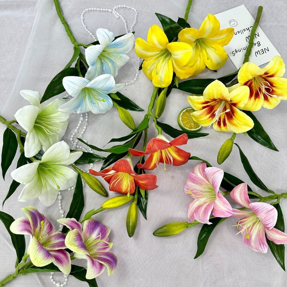 3D Printed Silk Hemerocallis for lily Artificial Flower for Wedding Home Decor