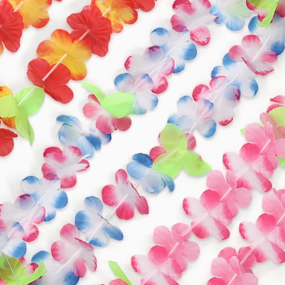 8 PCS Hawaiian Leis Garland for Luau Party Colorful Silk Tropical Flower Neck…