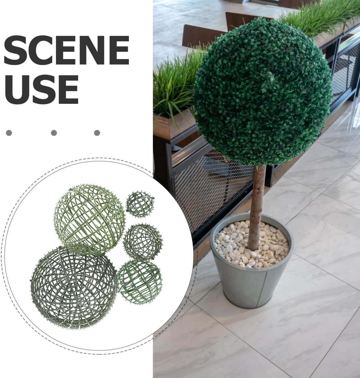 Artificial Plant Topiary Ball Support Cage Green Plastic Flower Arrangement