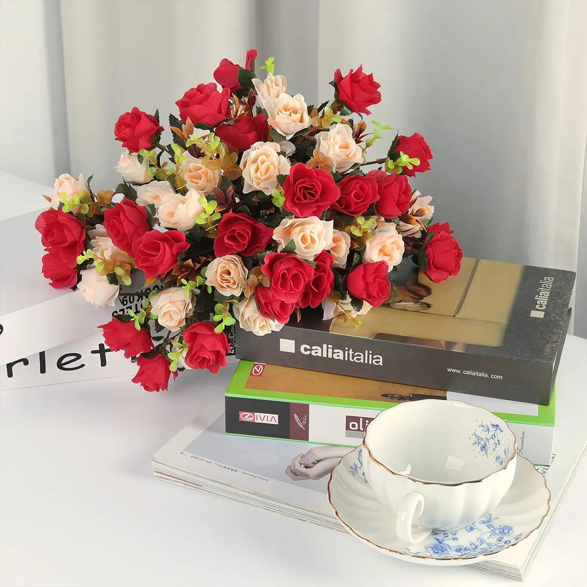 Silk Artificial Rose Flowers Wedding Decoration Bride Bouquet Diy Scrapbooking