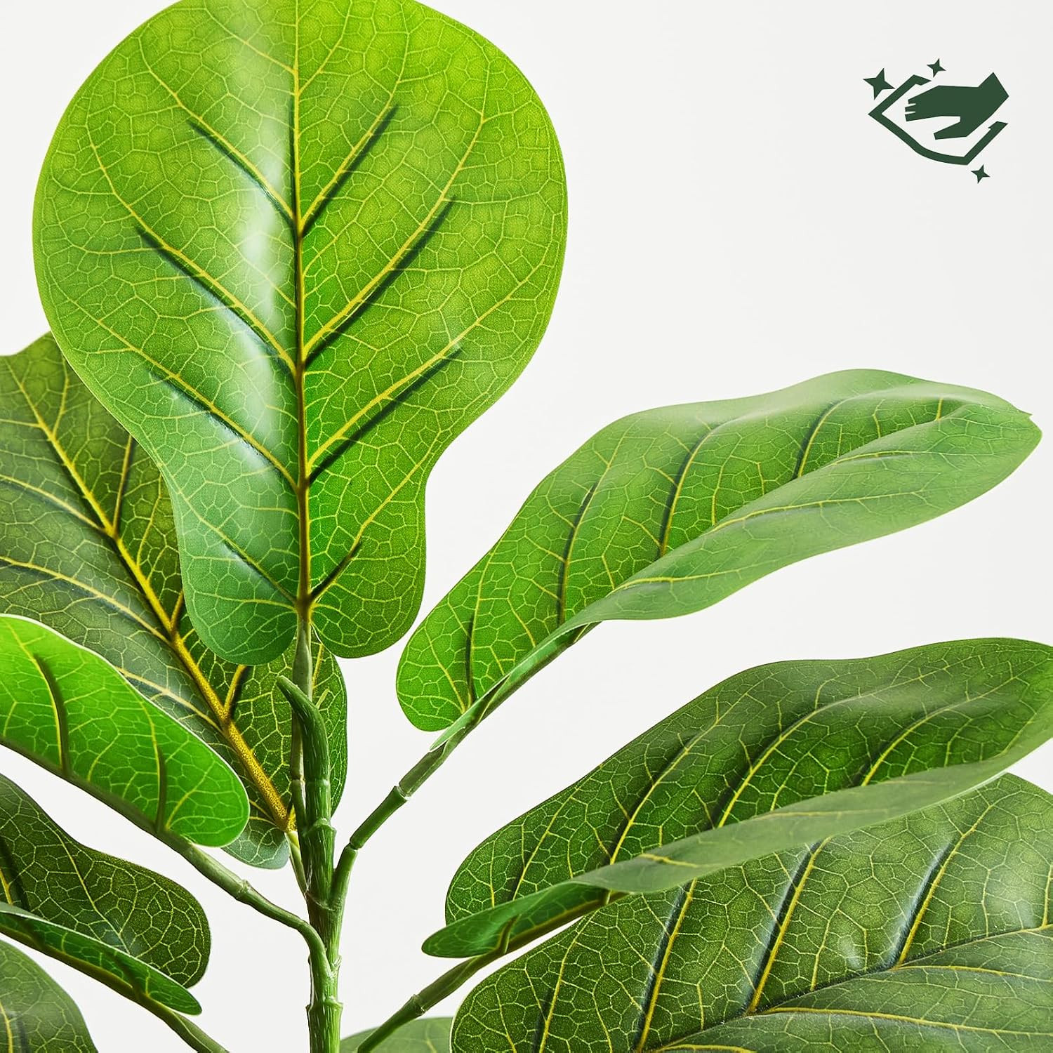 2 Pack 30″ Faux Fiddle Leaf Fig Trees with Wood-Grain Pots for Home Decor
