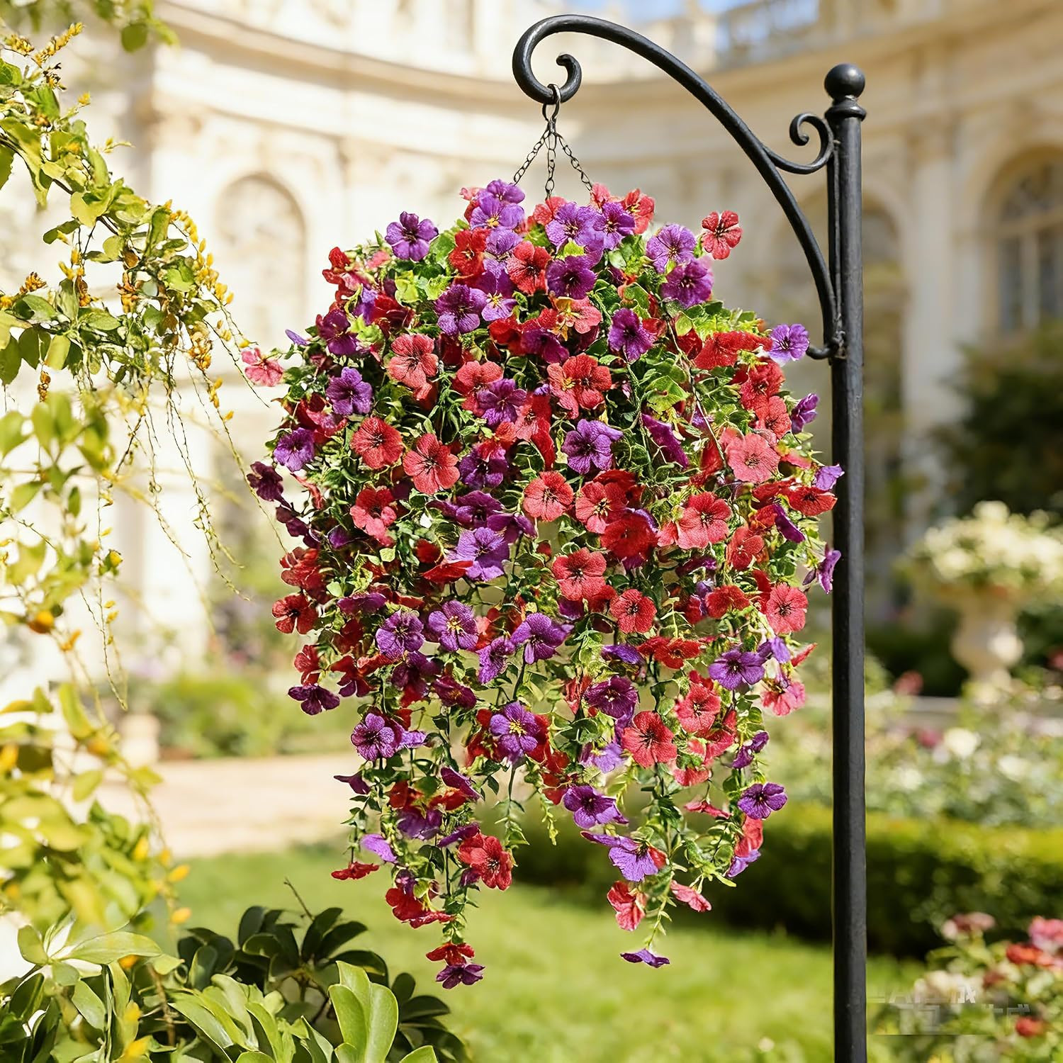 Artificial Flowers for Outdoors Spring Decor, 6 Bundles UV Resistant Realistic F