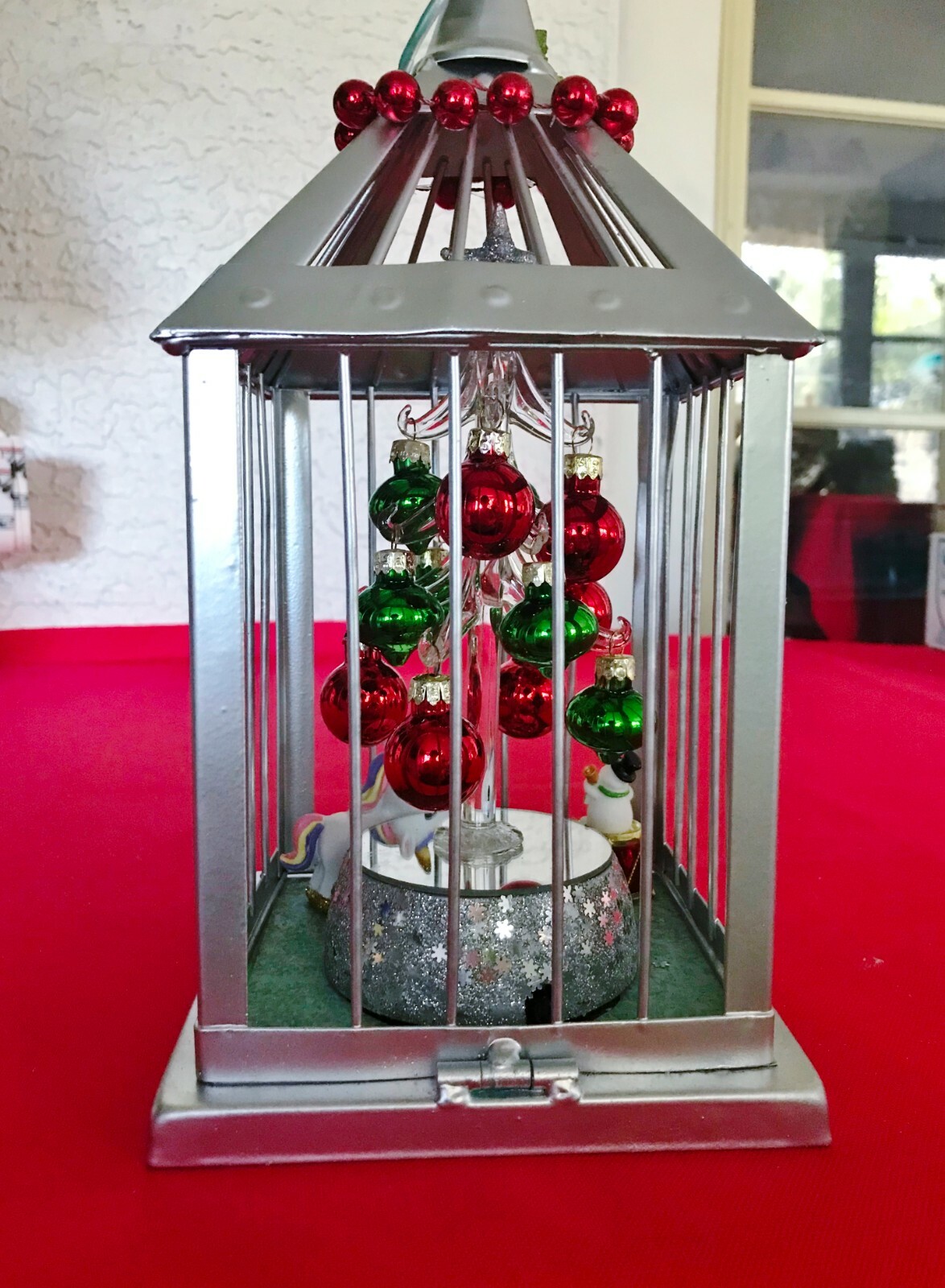 Christmas Birdcage, Battery Operated Tree, Unicorn Ornament, Snowman, Holly