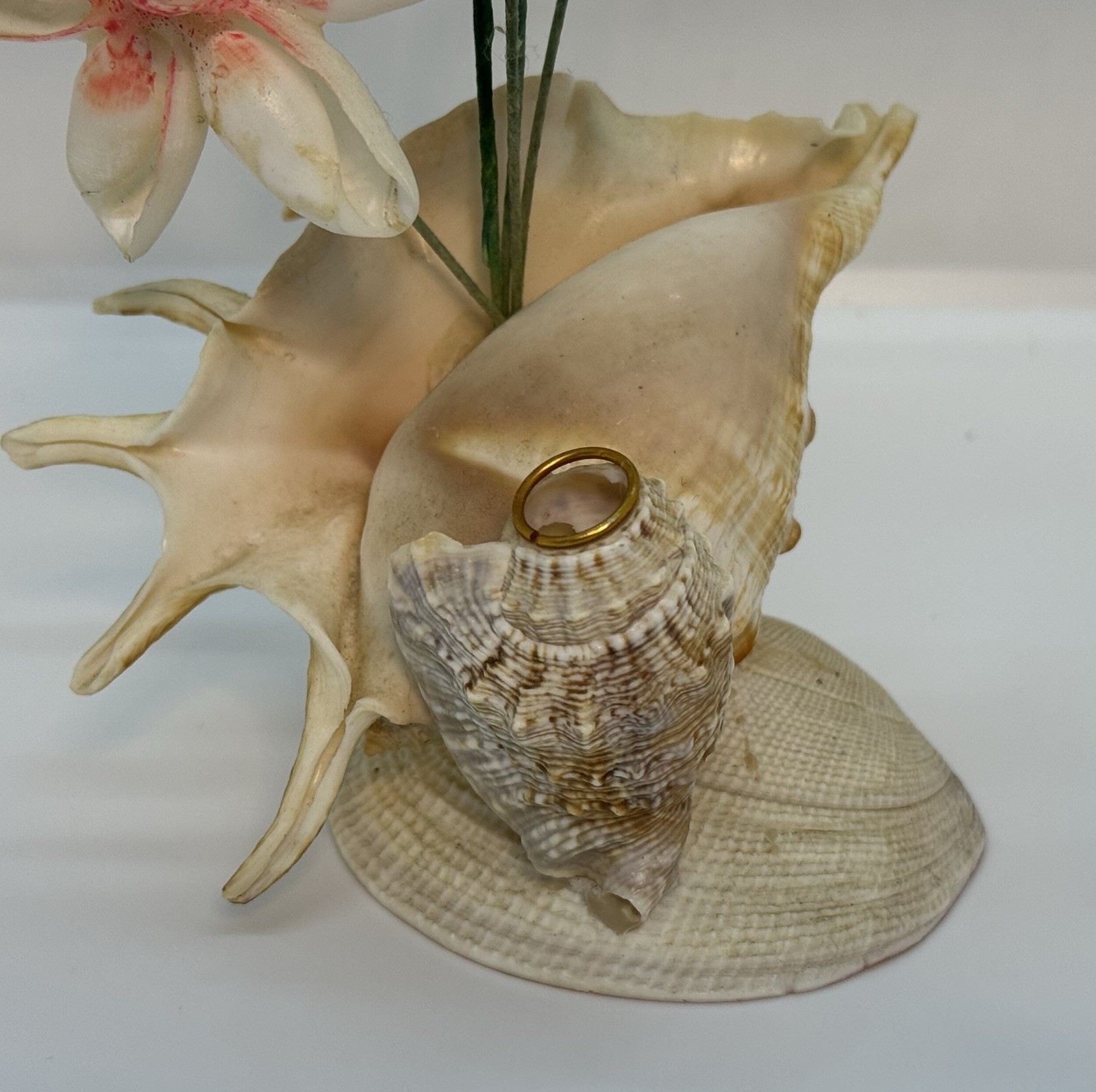 Vintage Seashell Shell Art Flower Arrangement Vase Pencil Holder MCM Circa 1950s