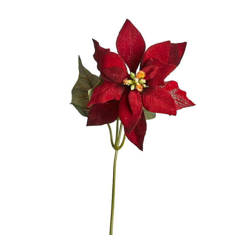 Burgundy Artificial Poinsettia Pick | 6 Pieces