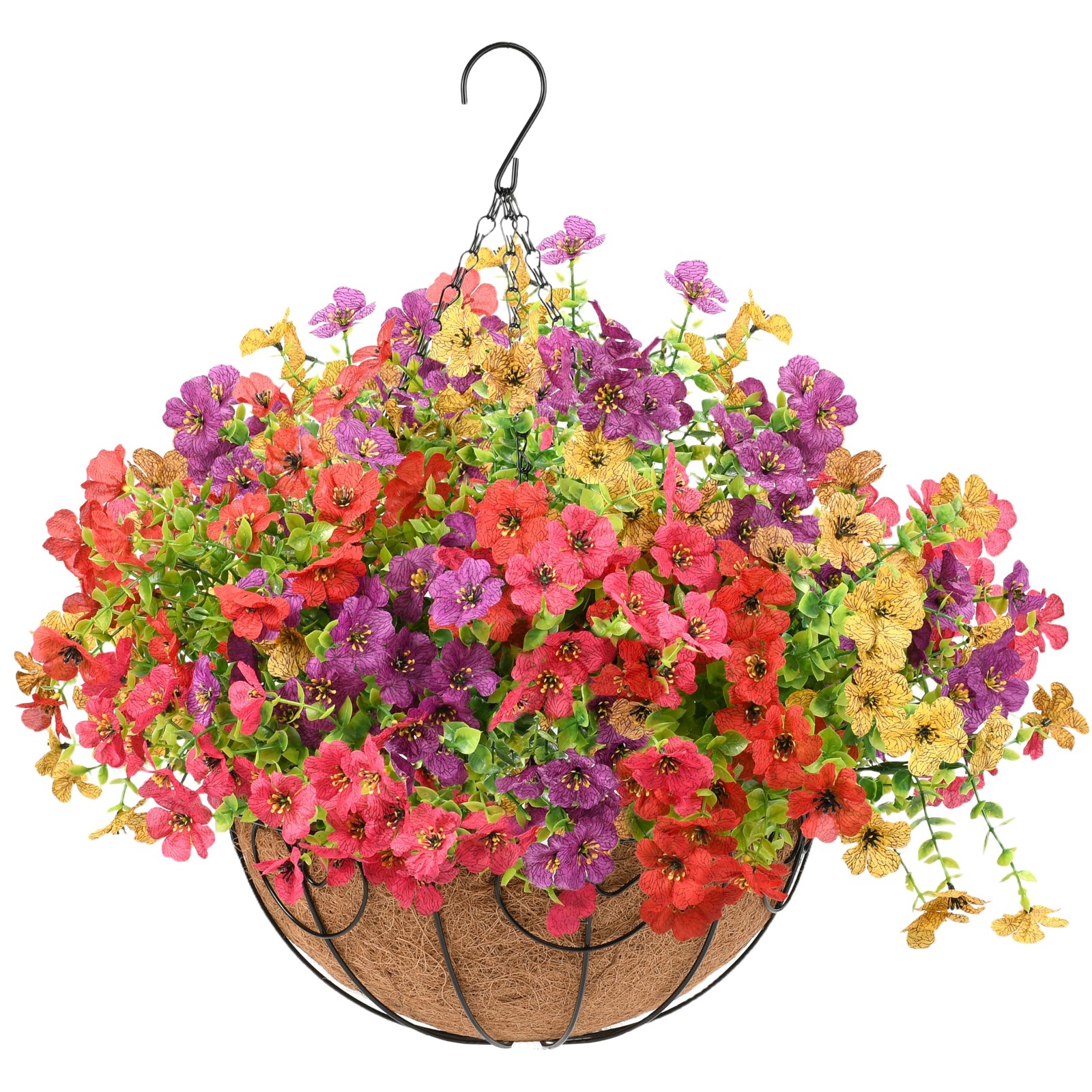 1 Set Artificial Hanging Plants Flowers with Basket, Colorful Realistic Daisy…