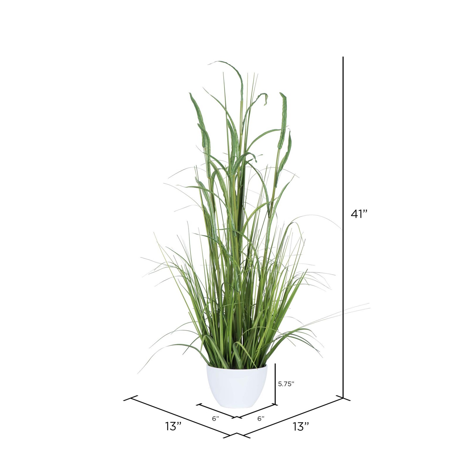 Vickerman 41″ Contemporary Fabric Artificial Potted Bamboo and Grass in Green