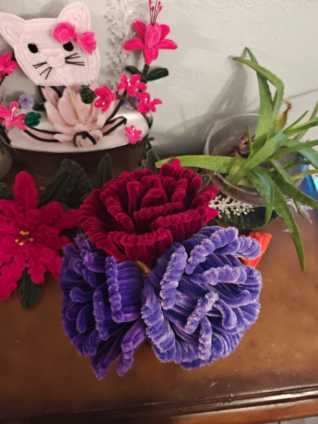 Three Beutifull Roses Floral Two Shades of Purple and A Red Rose